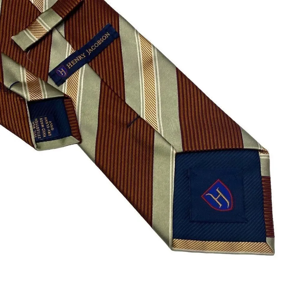 Henry Jacobson Silk Blend Neck Tie Diagonal Stripes